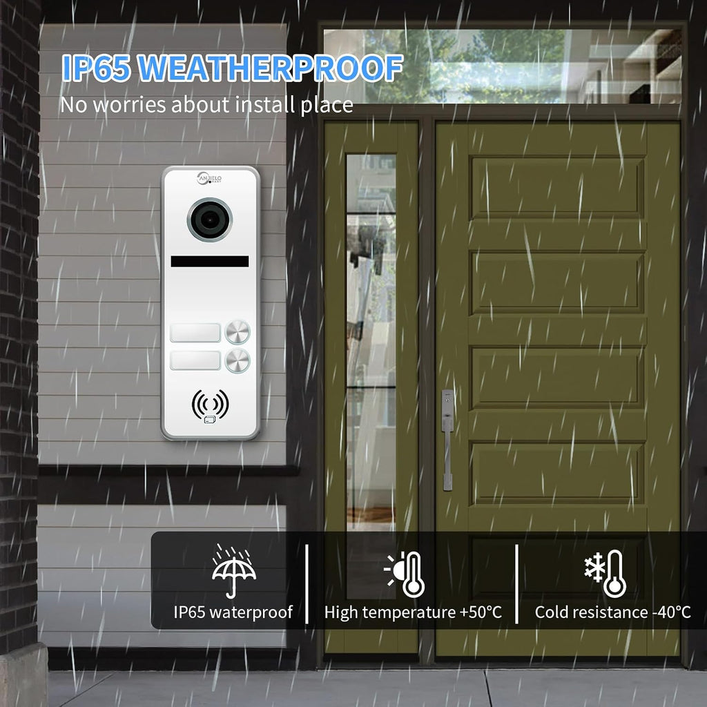 Wired Apartment Video Intercom System 2 Units 10 Inch Touch Monitor Wireless WiFi Video Doorbell,Video Door Phone Kit, Monitoring,3 in 1 Unlock,Dual Way Audio for Home (White doorbell+Black Monitor)