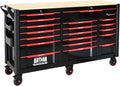 66' Rolling Tool Chest with 19 Drawers Large Mobile Workbench Heavy Duty Tool Cart on Wheels Work Bench Mechanic Toolbox Lockable Storage Cabinet for Garage, Workshop, Warehouse, Laboratory, Wood Top