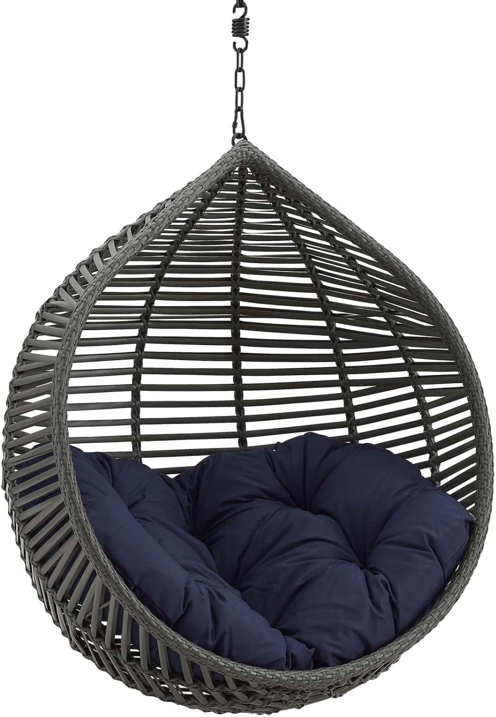 Modway EEI-3637-GRY-NAV Garner Teardrop Outdoor Patio Swing Chair Without Stand, Gray Navy, 28.5 x 41 x 125.5