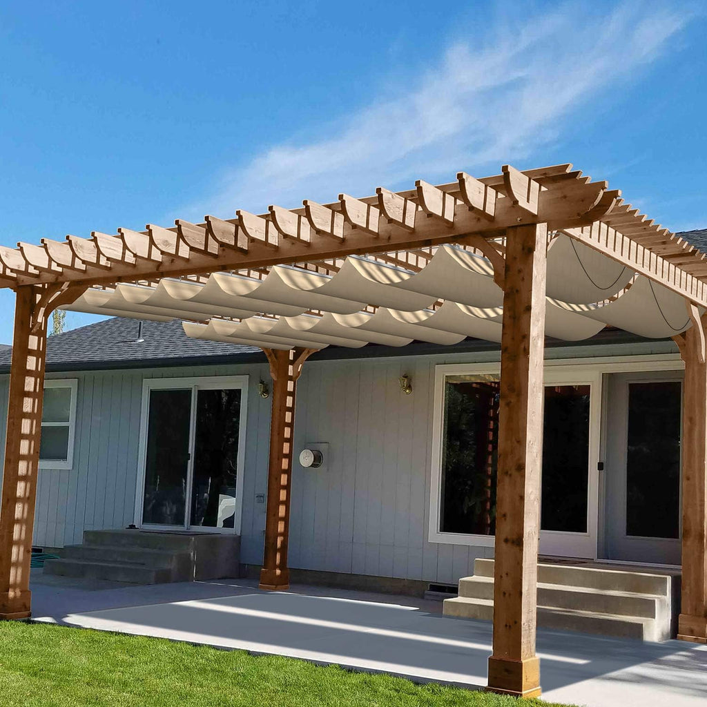 Patio 4'W x 8'L Waterproof Pergola Shade Cover Retractable Canopy Replacement, Outdoor Pergolas Fabric Covers for Patio, Sun Shades Cloth with Slide-On Wire Cable for Deck Gazebo Backyard, Beige