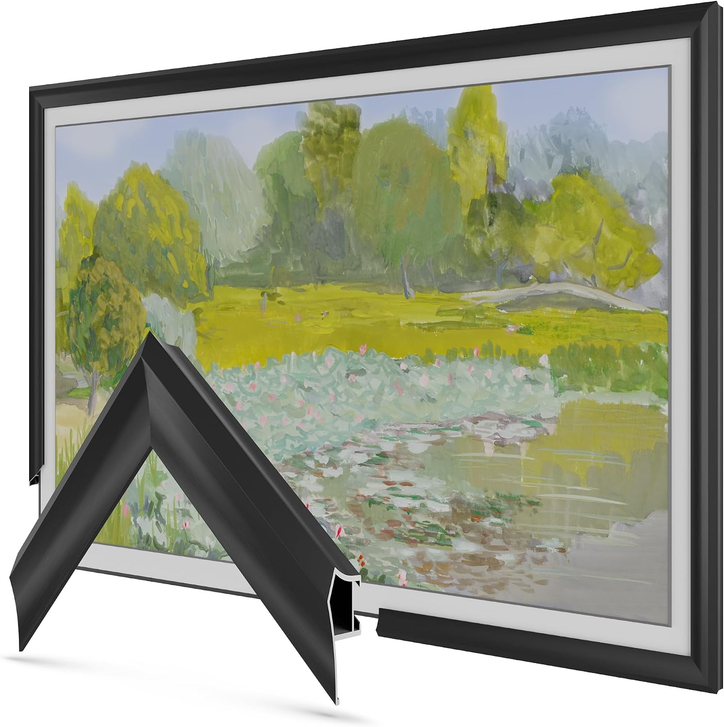 Anodized Black Prismatic 85' Alloy Deco TV Frame - Compatible ONLY with Samsung The Frame TV and Pro TVs (Fits 2021-2026, LS03A, LS03B,LS03C,LS03D,LS03FA,LS03FW)