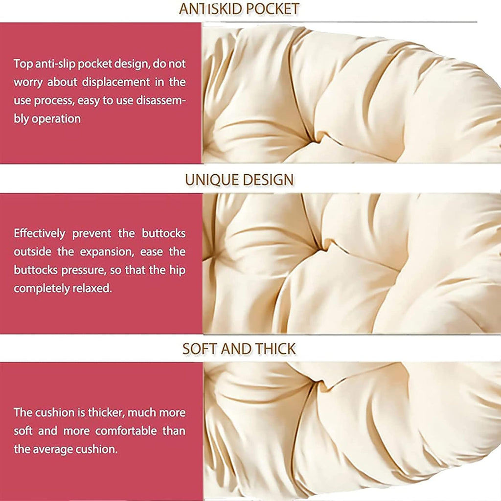 Papasan Outdoor Chair Cushion 110x110cm, Outdoor Cushion for Papasan Round Chair, Garden Swing Cushion Replacement, Soft Thicken Comfy Hanging Basket Chair