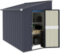 MUPATER 4x6 FT Outdoor Storage Shed with Lockable Door, Metal Lean to Shed Garden Tool Shed House, Storage Shed Kit for Patio, Backyard, Lawn, Grey