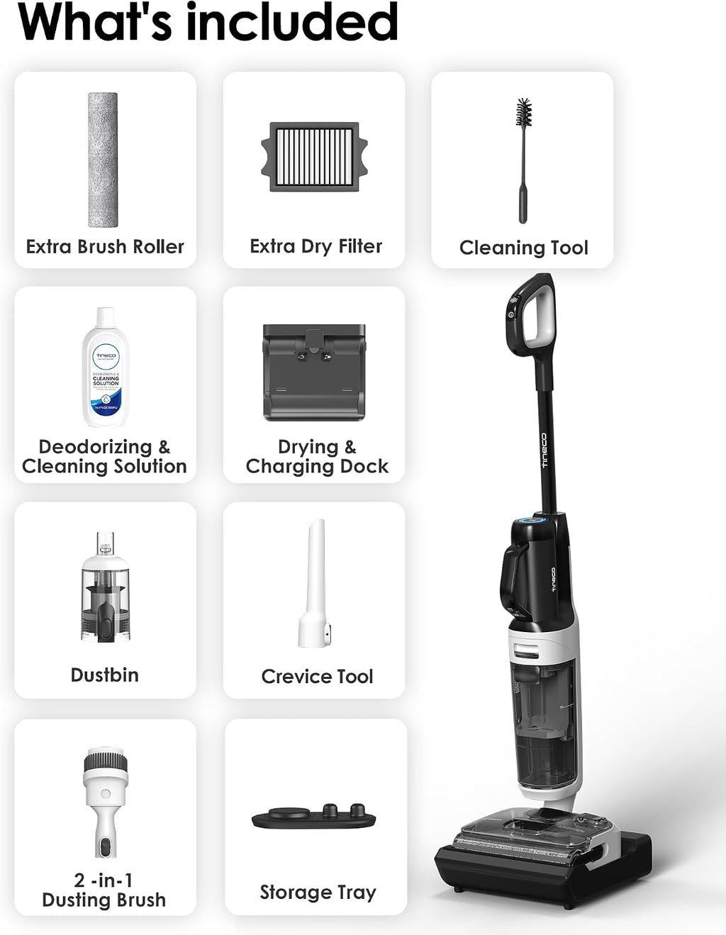 Tineco Floor One Switch S6 Stretch Breeze Wet Dry Vacuum Cleaners, Floor Cleaner Mop 2-in-1 Cordless Vacuum for Multi-Surface, 20kPa Suction, Anti-Tangle Design, Flashdry Self-Cleaning, 180° Lay-Flat