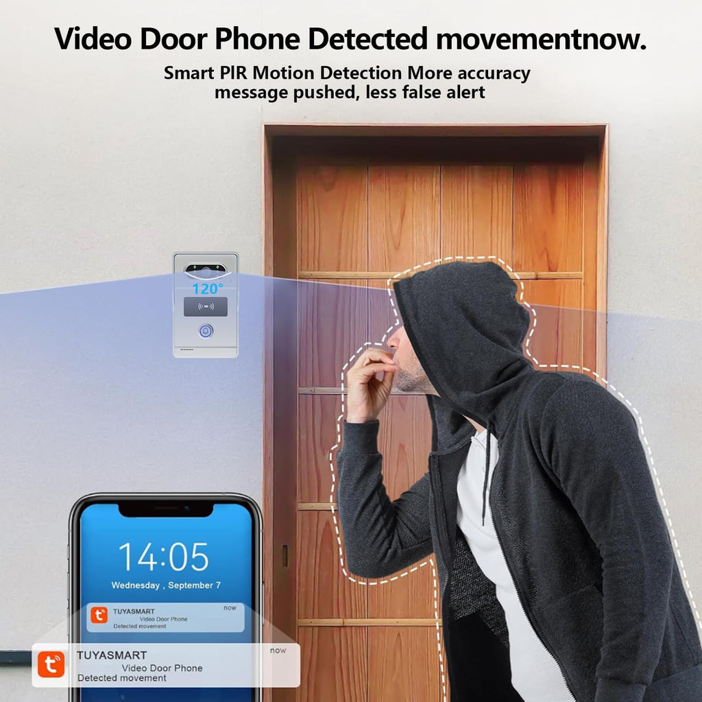 Intercoms Wireless for Home, Video intercom System for Home,1080P doorbell Camera, Smart Video Doorbell with 10-inch Monitor, Video Intercom Two-Way Audio, Tuya App, Night Vision (Silvery)