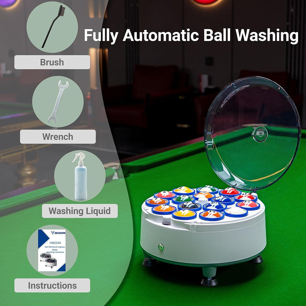 Pool Ball Cleaner Pool Ball Polishing Cleaning Machine Billiard Ball Cleaner Electronic Pool Balls Polishing for 16 Billiard and Snooker Balls 110V 180V