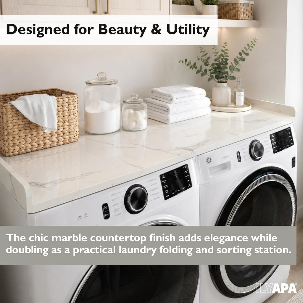 Ilyapa Washer Dryer Countertop - 27.5 x 54 inch Laundry Countertop, Washer and Dryer Covers for the Top, Laundry Room Organization and Storage