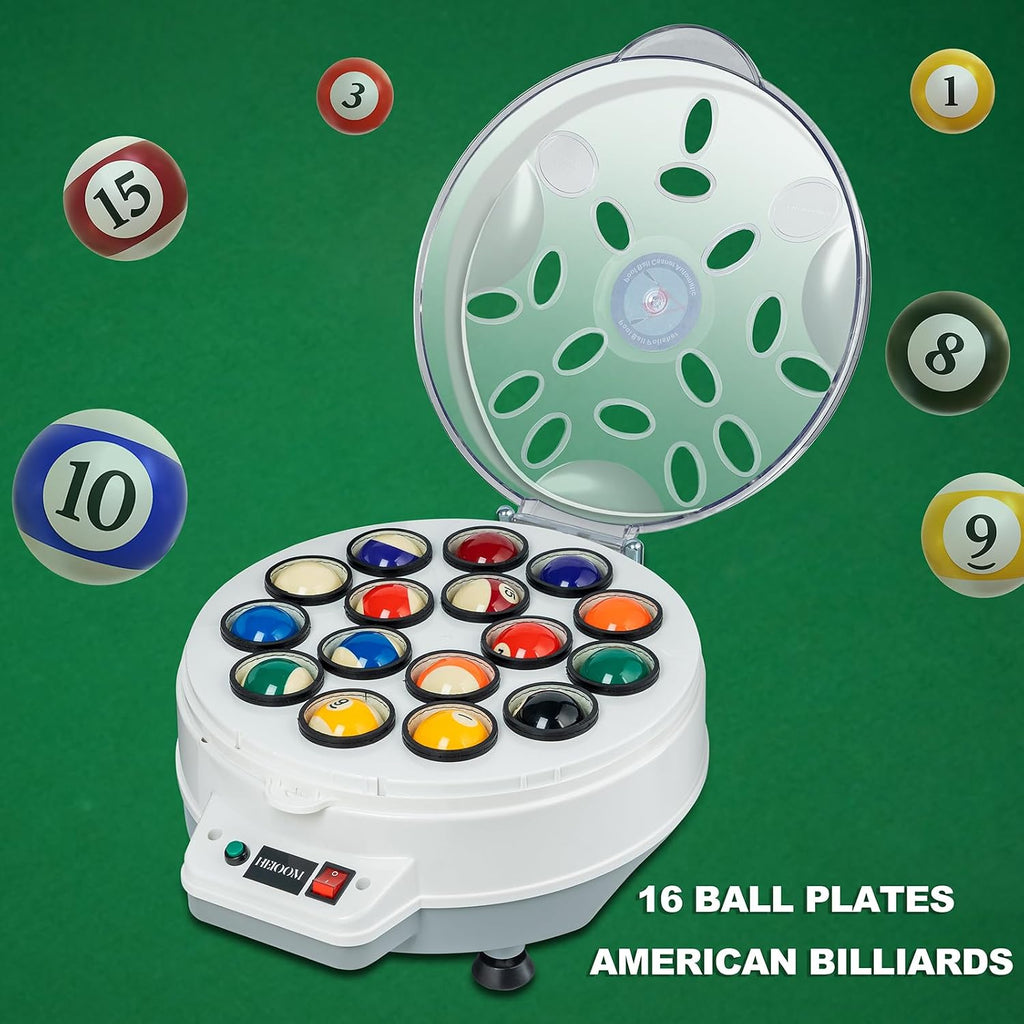 Pool Ball Cleaner Pool Ball Polishing Cleaning Machine Billiard Ball Cleaner Electronic Pool Balls Polishing for 16 Billiard and Snooker Balls 110V 180V