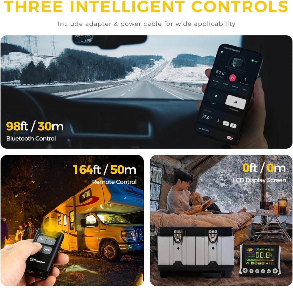 8KW Diesel Air Heater, 110V/12/24V All-in-One Portable Diesel Heater, with APP Control, 5500m Max Altitude Mode, Auto Start-Stop and Wireless Temperature Sensing, for RV Garage Truck Boat Tent
