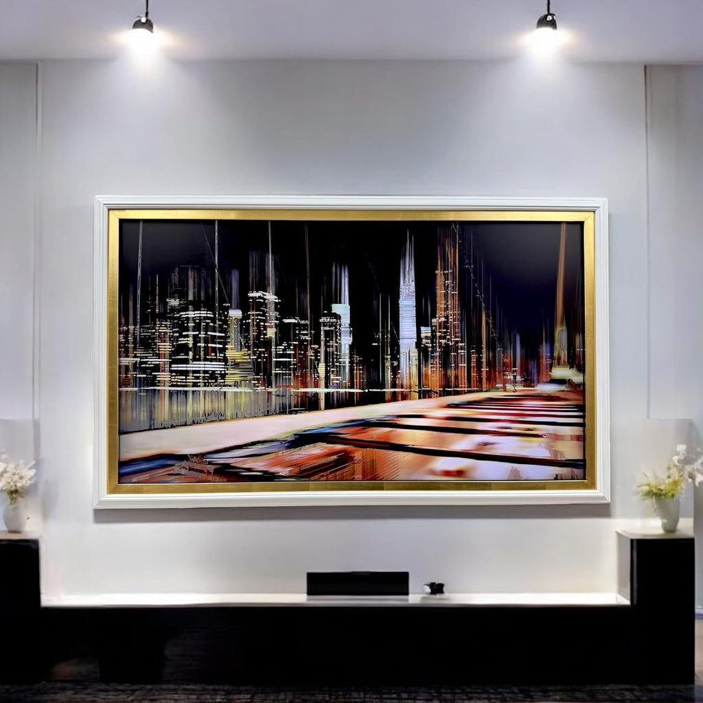 32, 43, 50 and 55 inch Handmade wood ornate TV Frame for Samsung The Frame TV. Satin White with Gold Leaf (not for use with other models) (43 INCH)