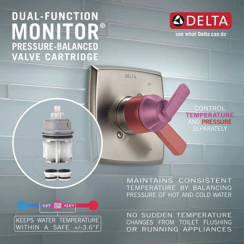 Delta Faucet Stryke 17 Series Dual-Function Tub and Shower Trim Kit, Shower Faucet, Single-Spray H2Okinetic Shower Head, Matte Black T17476-BL (Valve Not Included)