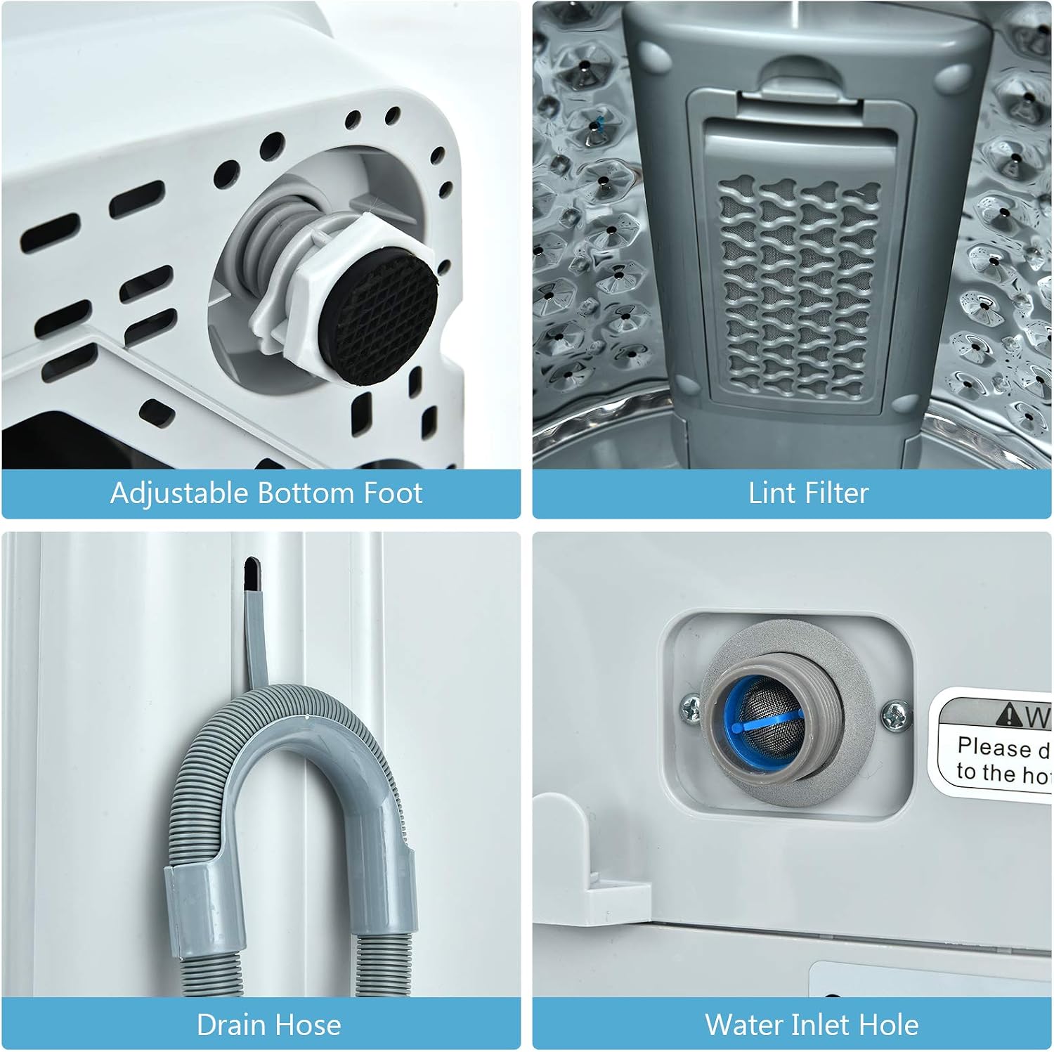 Giantex Full Automatic Washing Machine, 2 in 1 Portable Laundry Washer, 8.8lbs Washer and Spinner Combo, 1.04 cu.ft 10 Programs Built-in Drain Pump, Energy Saving Top Load for Apartment Dorm