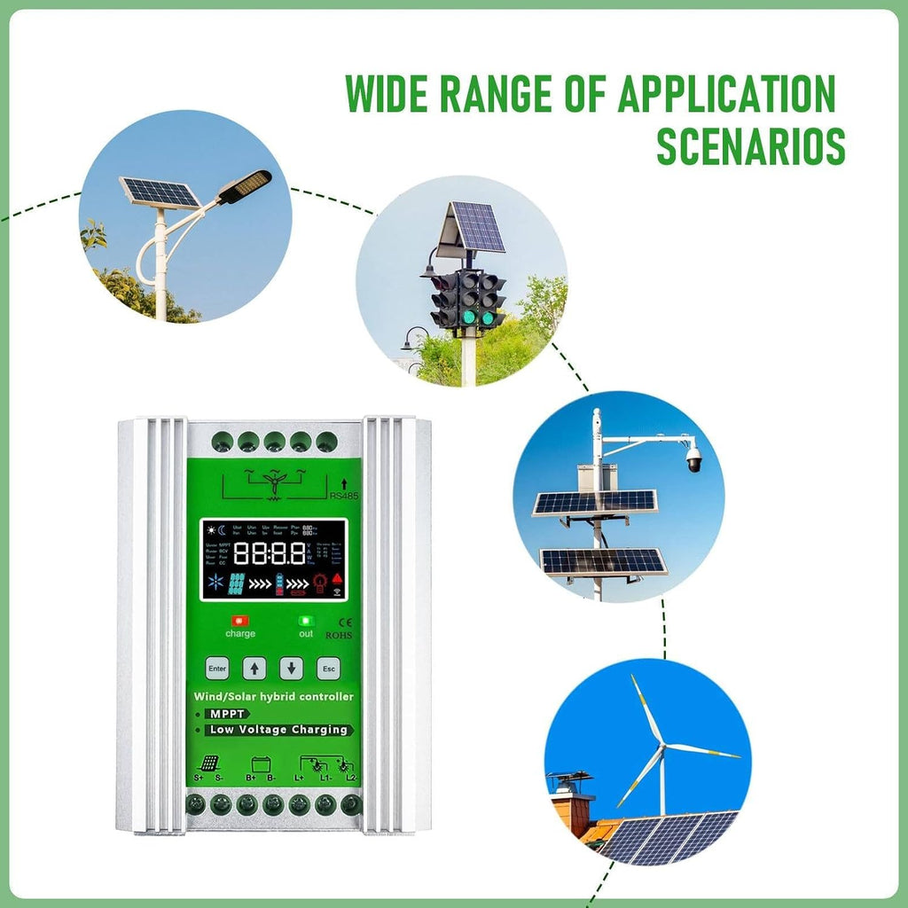 MPPT Wind Solar Charge Controller 12V/24V/48V Solar Hybrid Boost Controller for Wind Generator Solar Panel, Wind Turbine Generator 3000W