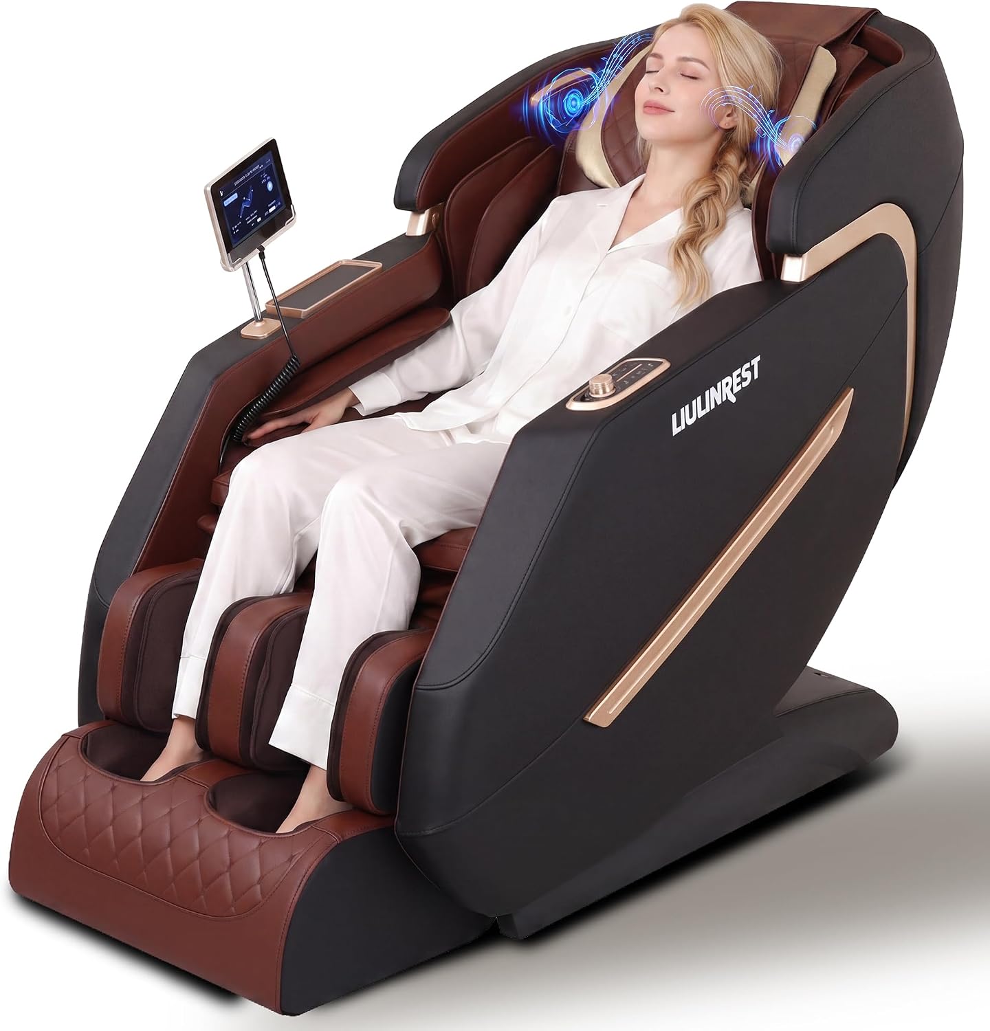 2026 4D Massage Chair Full Body, Zero Gravity Massage Chair with SL-Track & Heating, Massage Shiatsu Recliner Chair with Smart Voice Control, Touchable Screen, Airbags (Brown)