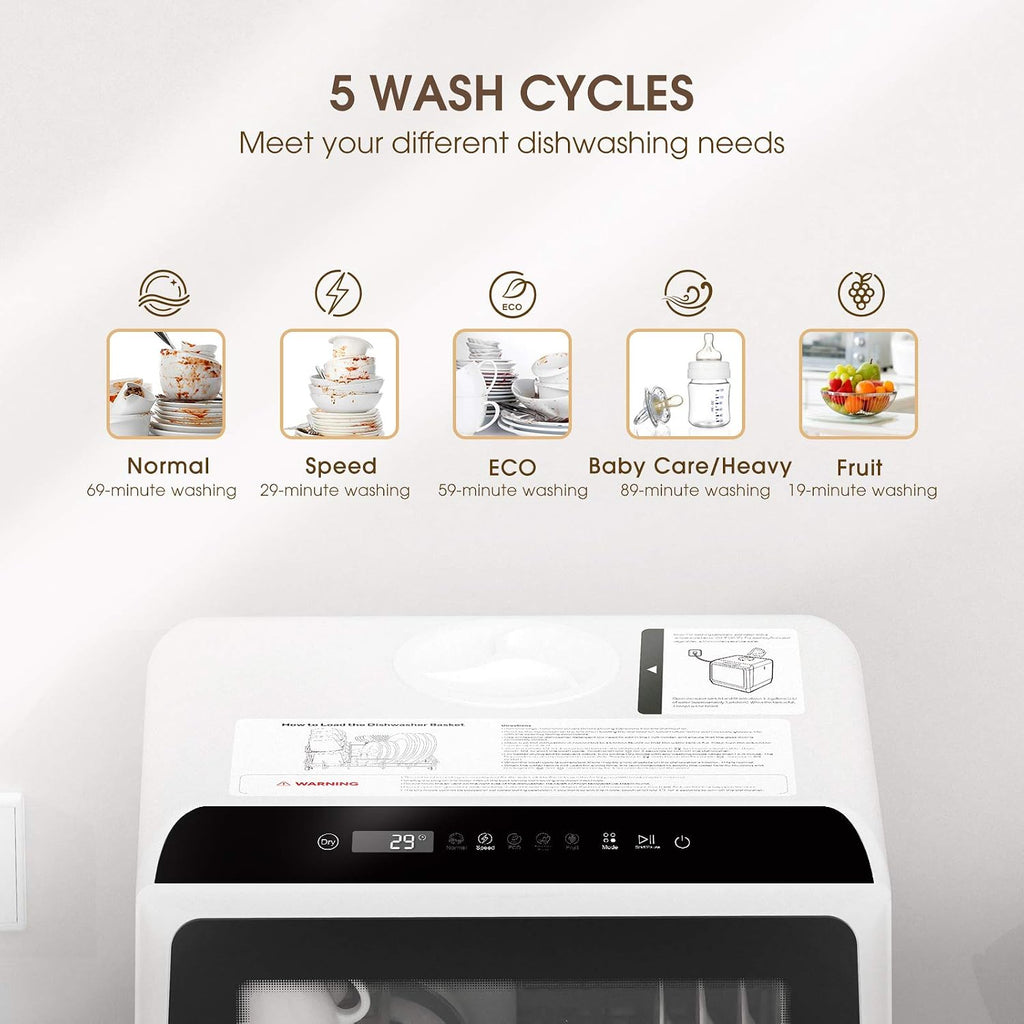BLACK+DECKER Small Portable Washer, Top Load, 0.9 Cu. Ft., 5 Cycles, Stainless Steel Tub, White, Water Efficient