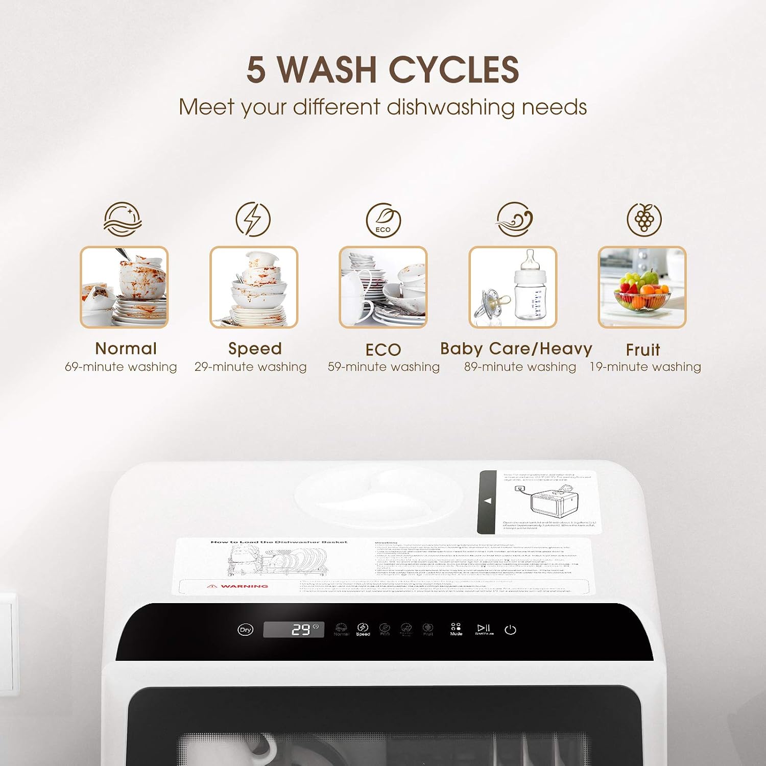 BLACK+DECKER Small Portable Washer, Top Load, 0.9 Cu. Ft., 5 Cycles, Stainless Steel Tub, White, Water Efficient