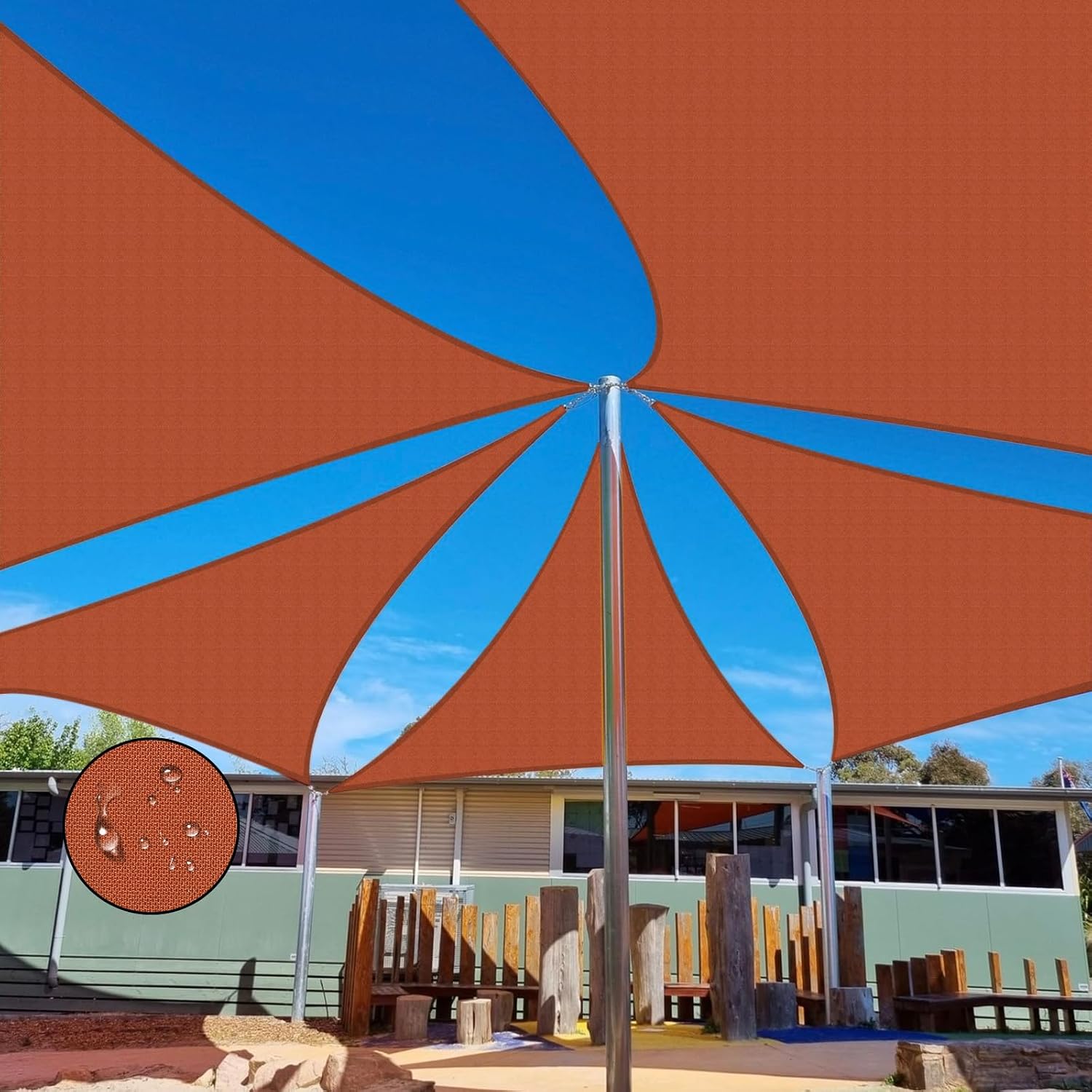 Terylene Waterproof Sun Shade Sail UV Blocker Sunshade Patio Equilateral Triangle Knitted 220 GSM Block Fabric Pergola Carport Awning 12' x 12' x 12' in Color Iron Red