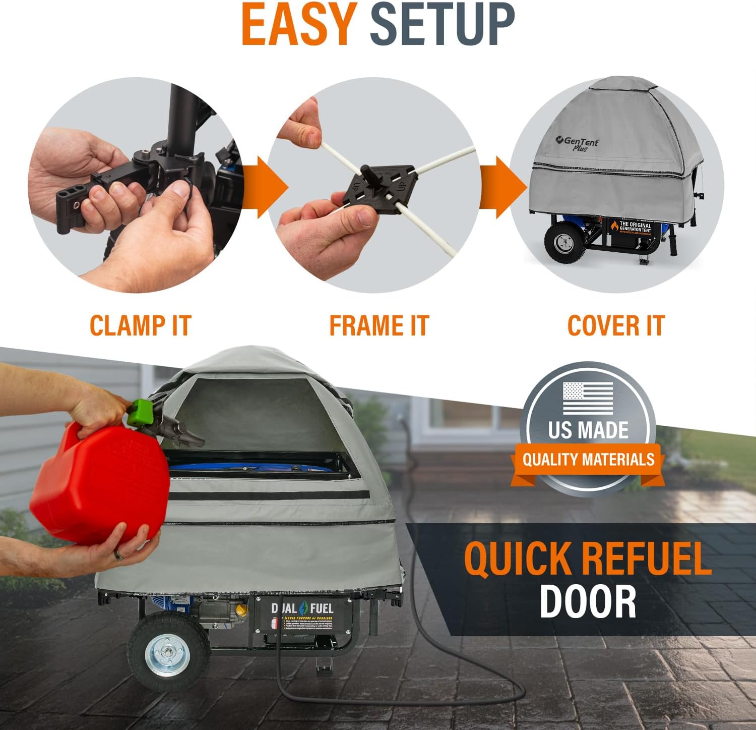 GenTent Open Frame Running Cover – Universal Kit Generator Tent (Gray, Original - Plus)