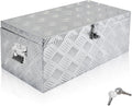 Aluminum Underbody Truck Box 32'×18'×14' Pick up Square Storage Toolbox Heavy Duty Diamond Plate Tool Boxes with Side Handle Buckle Lock and Keys for Storage and Organization