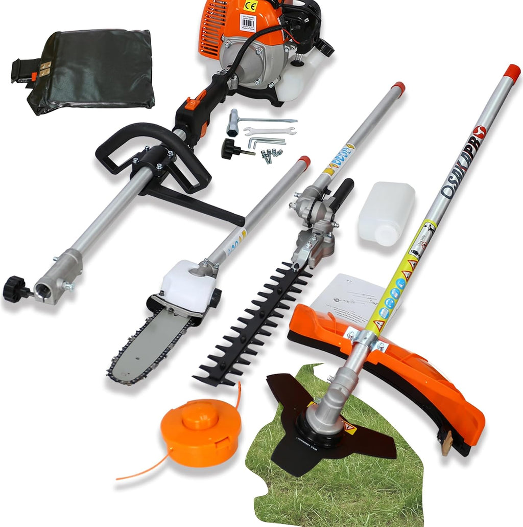 52cc 2-Cycle Gas Multi-Trimmer | 4-in-1 String Trimmer w/Rotatable Pole Saw, Weed Eater Weed Wacker, Brush Cutter & Hedge Trimmer Gas for Lawn, Yard, Garden Care, All-in-one Garden Tool