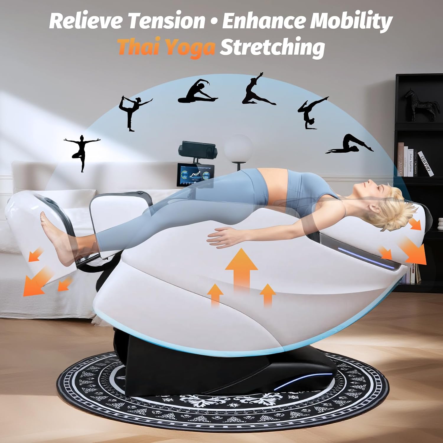 Massage Chair Full Body, 2026 Zero Gravity SL-Track Shiatsu Massage Chairs Recliner with AI Voice, LED Backlight Remote Control, Waist & Calf Heating Phone Controller and Holder G6 White Grey