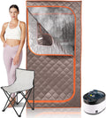 Portable Steam Sauna, Full Size Personal Sauna for Home, with 4L & 1500W Steam Generator, Remote Control, Timer (Single Steam 4L Steamer Set - Dark Grey Orange Rim, 33.85' x 33.85' x 65.74')