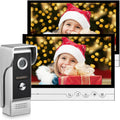 1080P Wired Video Doorbell Intercom System, 9 Inches Monitor Video Doorbell Door Phone Kits Support Unlock, Monitoring, Dual-Way Intercom for Villa Home Office Apartment, 1 Camera-2 Monitors
