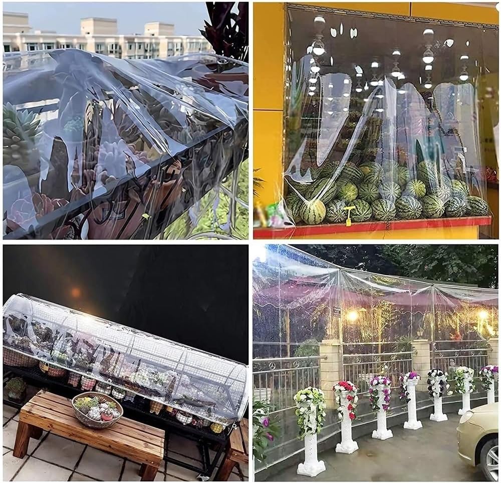 Clear Waterproof Tarps with Grommets & Reinforced Edges PVC Tarpaulin Curtain for Pergola/Patio/Gazebo(14x17FT)