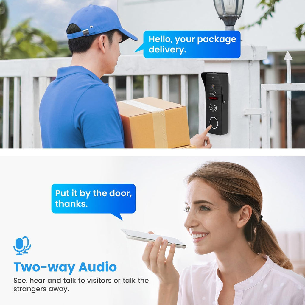 Wired Video Doorbell Intercom System 1080P HD Camera 7 inch Monitor Entry Doorphone Door Camera TUYA WiFi Smart Home Door Phone Kits for Apartment Home Villa (2 Doorbell + 3 Monitor)