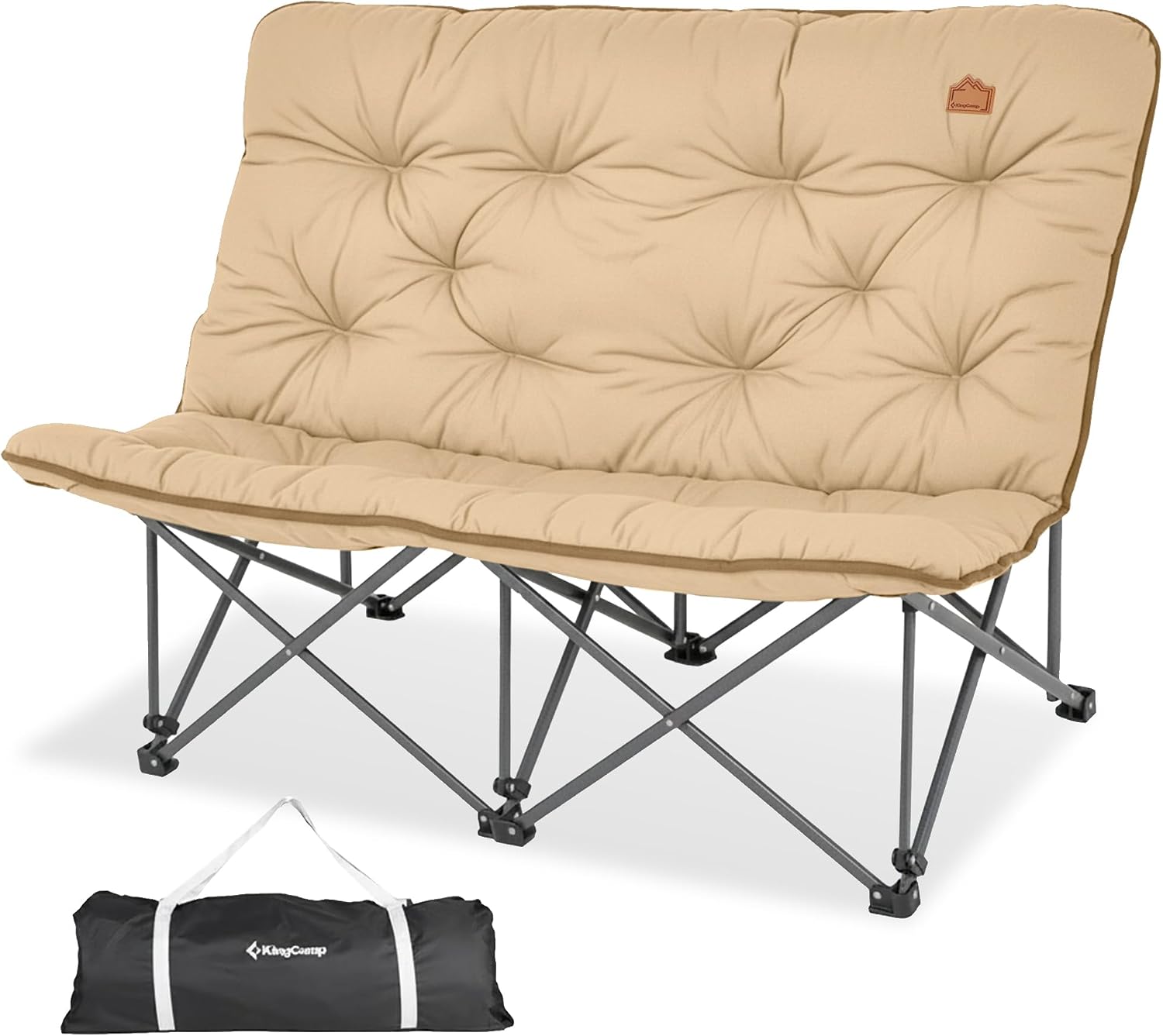 KingCamp Double Camping Chair, Oversized Padded Butterfly Chair Couch Portable Folding Loveseat 600lbs Heavy Duty Comfy Dorm Double Seat with High Back for Outdoor Indoor Patio Home Living Bed Room