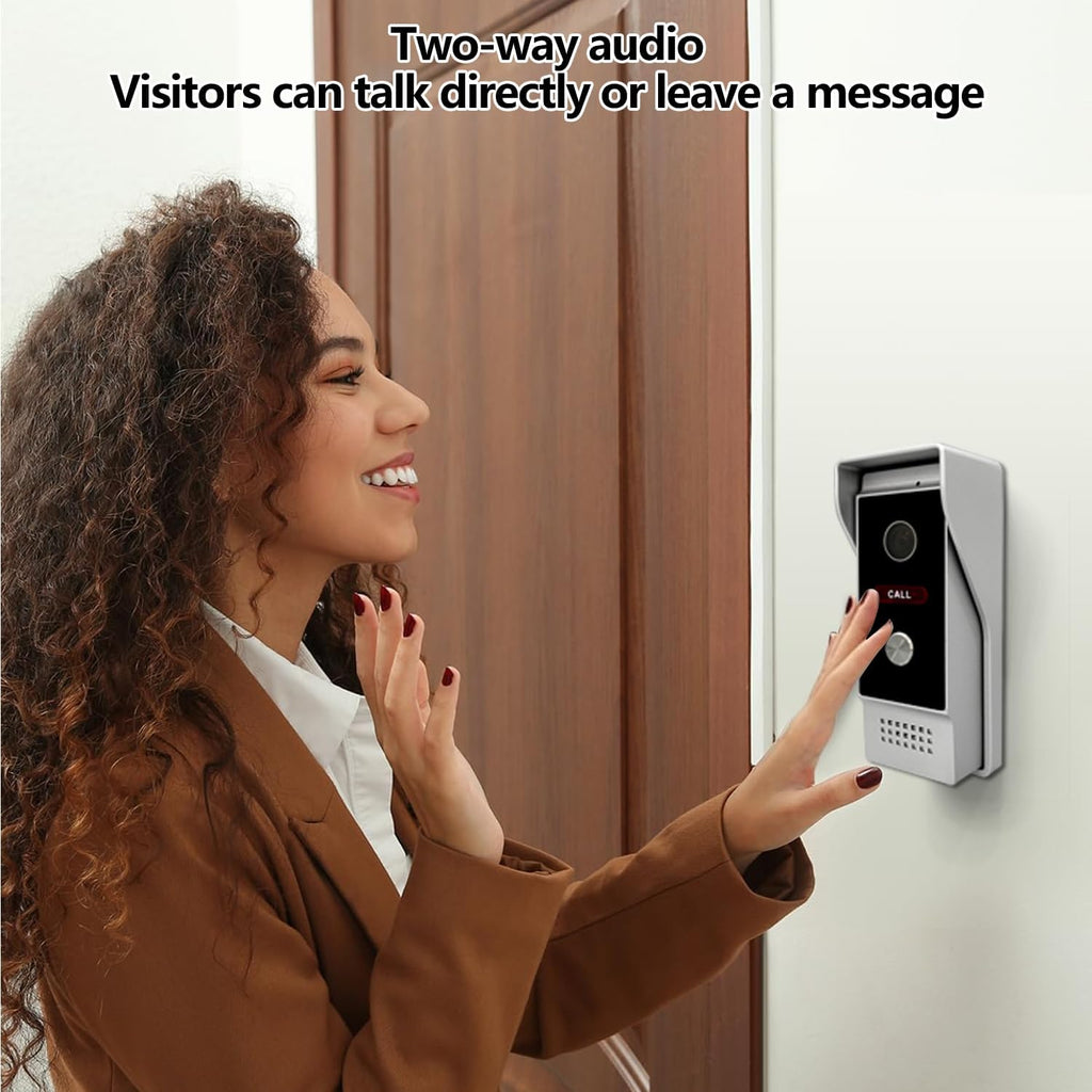 Video Doorbell with 7-inch LCD Monitor, Call Button Tuya WiFi Intercom Kit Smart Video Door Phone System 1080P 4-Wired Doorbell Camera Full Touch Monitors for Villa Home (Silvery)