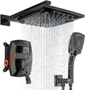 ELLO&ALLO Oil Rubber Bronze Bathroom Shower Faucet Set Mixing Valve and Trim Kit, Complete Shower System with Rough-in Valve