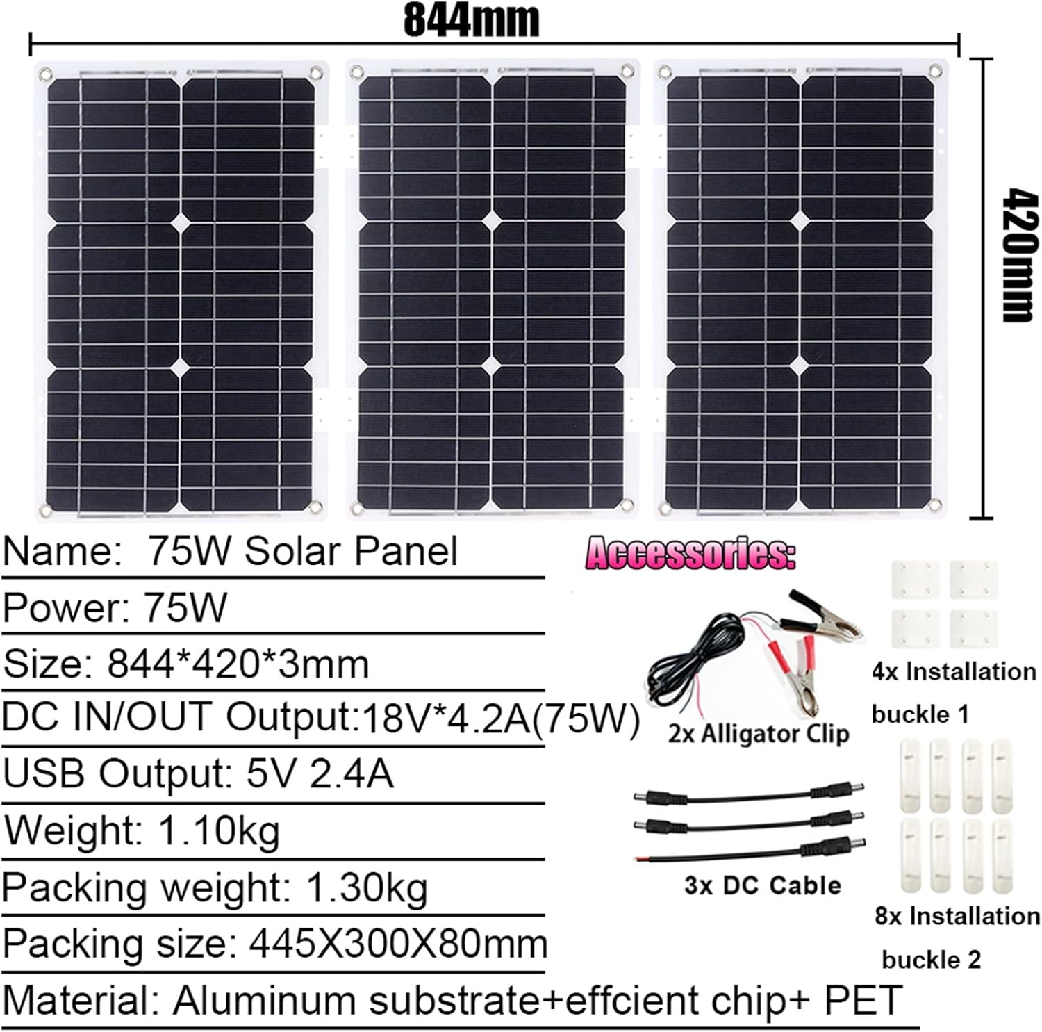 3000W Solar System Kit - 12V to 110V/220V Inverter, Complete Solar Generator with 75W Folding Panel & 50A Controller for Home/Grid Use, Efficient Photovoltaic Power Solution (Black)