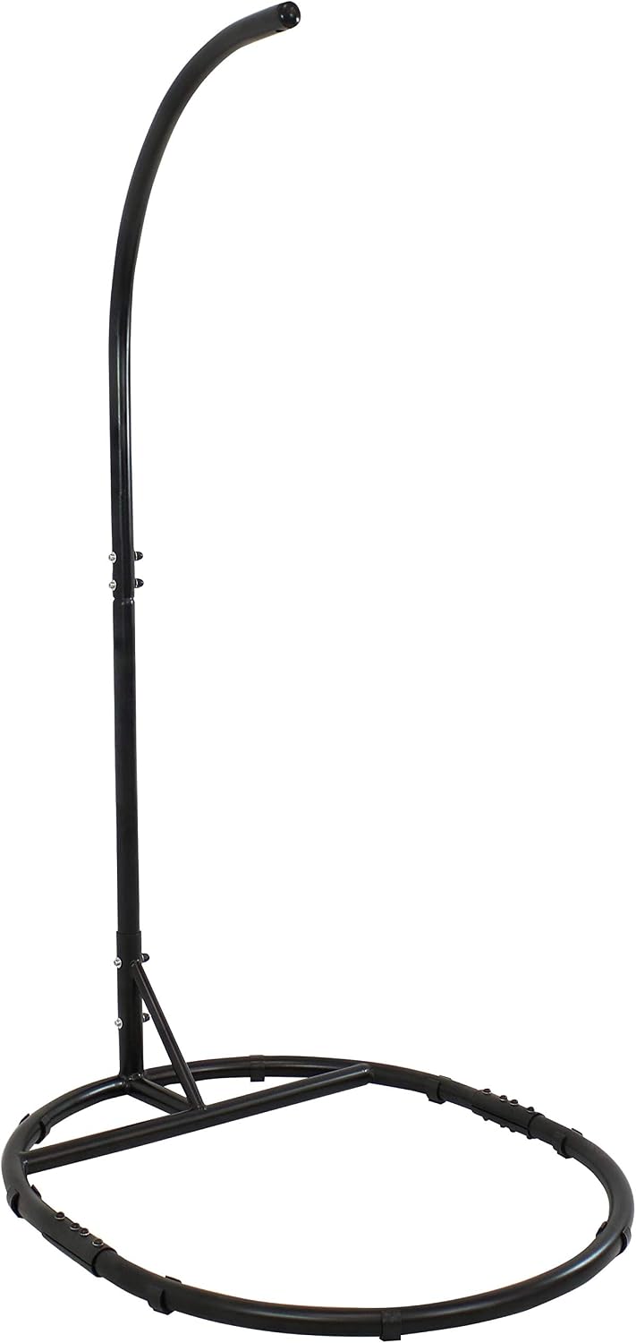 Sunnydaze Steel Egg Chair Stand with Extra-Wide Round Base - Black Powder-Coated Finish - Hardware Included -76 Inches Tall