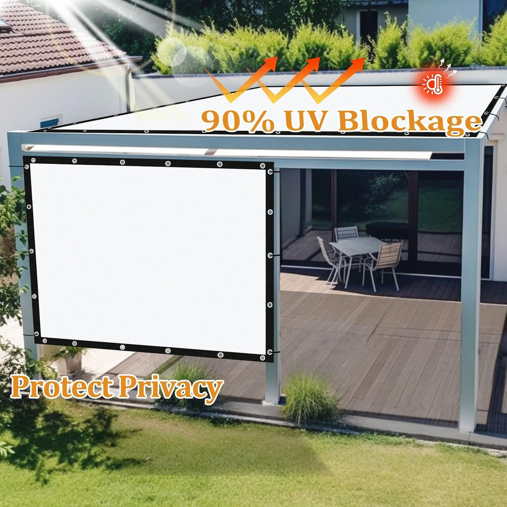 Shade&Beyond Customized Size 90% Sun Shade Cloth with Grommets, 12' X 20' Pergola Shade Cover Canopy, Mesh Tarp Sun Screens for Patio, Outdoor, Garden, Backyard GN05, White