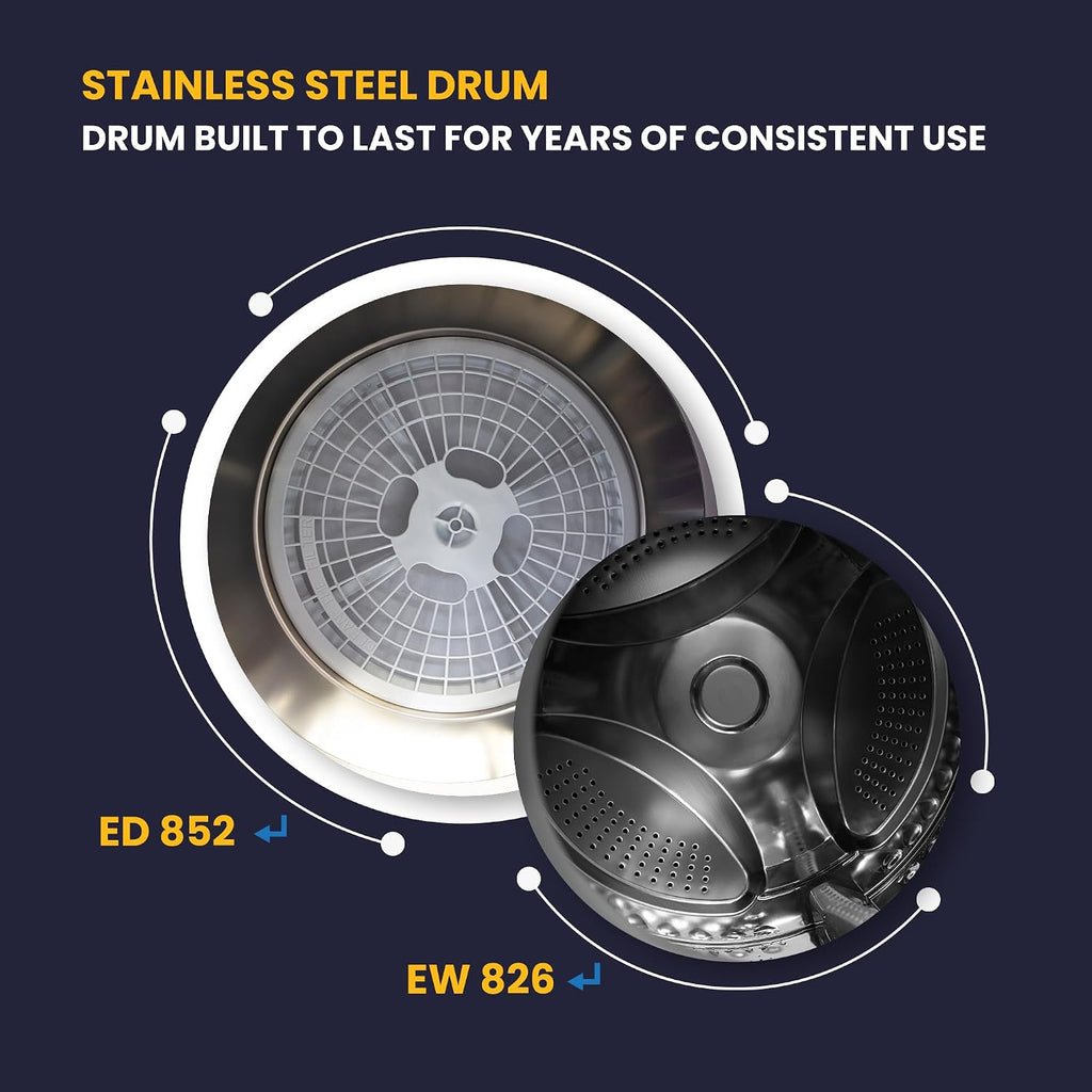 Equator Premium Stackable 15 Lbs Washer 1.62cf 110V+Vented Digi Dryer 3.5cf 110V (Silver)