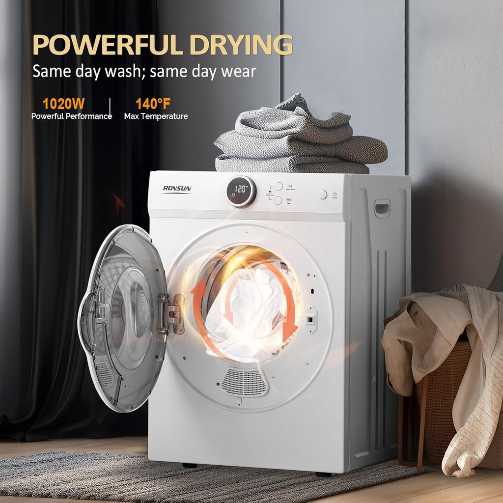ROVSUN 1.8CuFt Portable Clothes Dryer and 25LBS Full-Automatic Washing Machine Set, Compact Laundry Washer and Dryer Combo Set with Stainless Steel Inner Tub, for Apartment, Dorms, Home