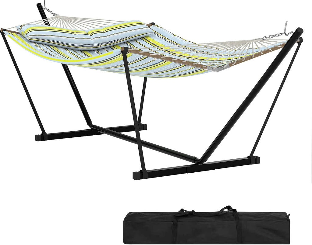 GarveeHome Portable 2 Person Double Hammock with Sturdy Heavy-Duty Steel Stand – 450LBS Max Load, Quick & Effortless Assembly, Perfect for Indoor Living, Yard, Patio & Camping Trips