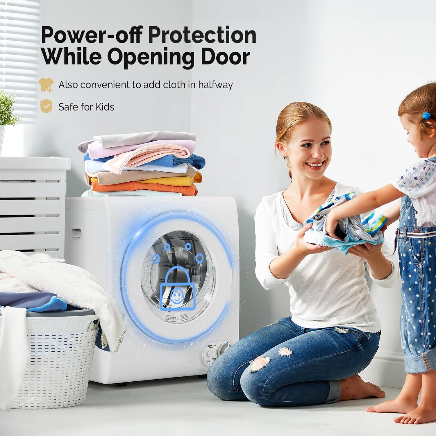 ROVSUN 17.8LBS Full Automatic Washing Machine and 1.5CuFt Portable Clothes Dryer Set, Compact Laundry Washer and Dryer Combo Set with Stainless Steel Inner Tub, for Apartment, Dorms, Home