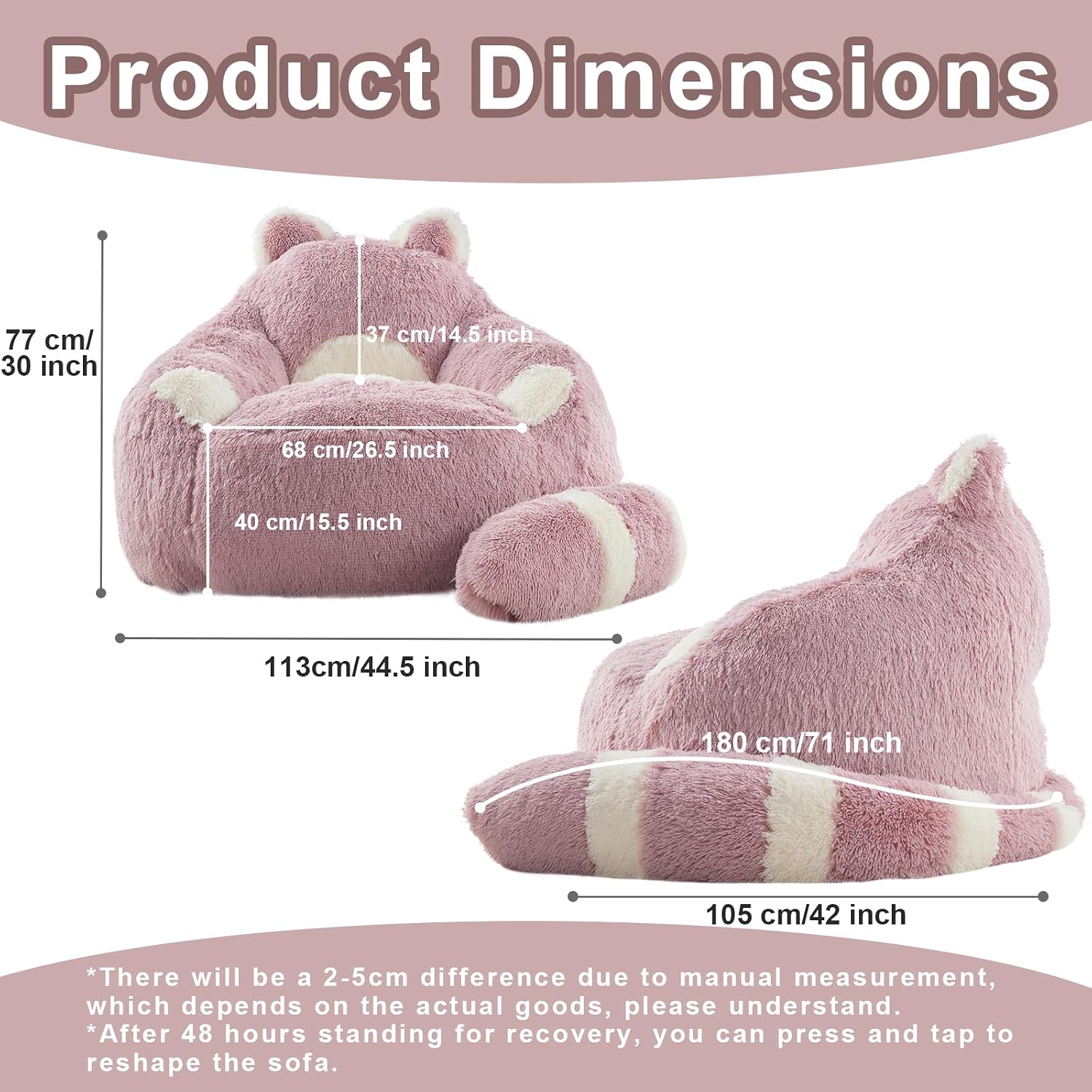 EBENCHICO Giant Bean Bag Chairs for Adults Teens, Plush Beanbag Chair with Filler Comfy Faux Fur Fluffy Bean Bag Sofa Couch for Reading Sleeping