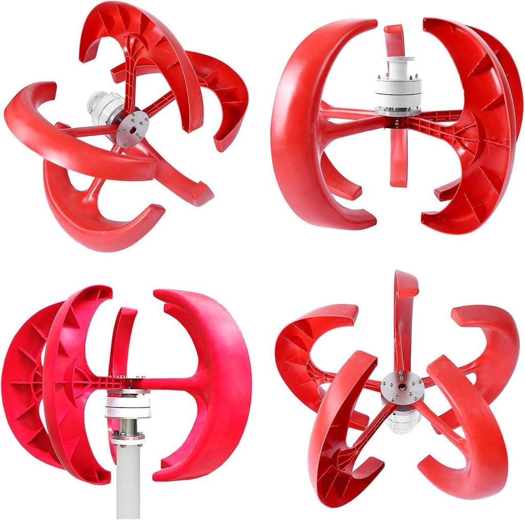 Wind Turbines Generator 3000W with Controller, Red Lantern 5 Blade Three Phase AC Permanent Magnet Generator for Home Street Lighting,24V