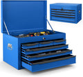 Tool Box, 6-Drawer Steel Tool Chest with Top Storage Automatic Lock & EVA Liner, Portable Tool Storage Organizer for Repair Shop Garage Warehouse (Blue)