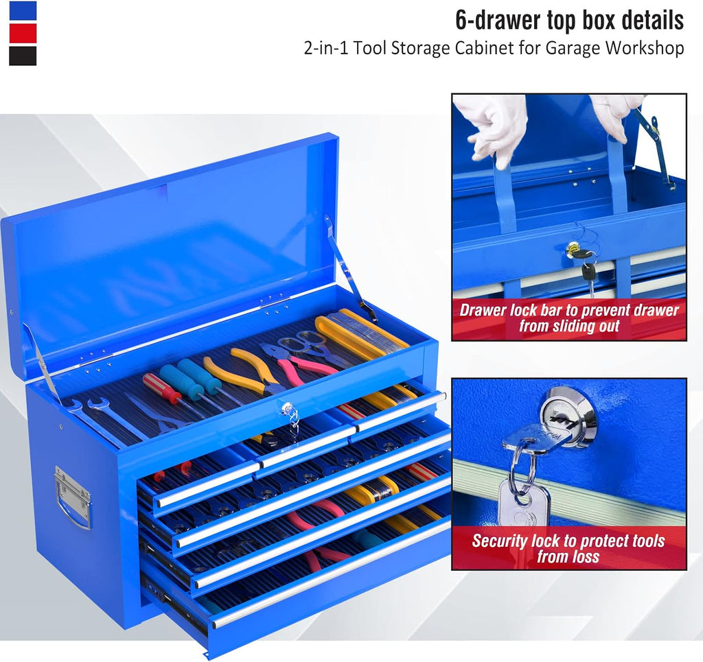 8 Drawers Rolling Tool Chest with Drawers, High Capacity Toolbox on Wheels, Lockable Drawers Tool Box Organization and Storage, Tool Cabinets on Wheels for Garage and Repair Shop (Blue, 8 Drawers)