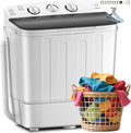 Portable Twin Tub Washing Machine, Buy 1(washer) Get 1(Dry Rack) Free! 11 lbs Washer Mini Compact Laundry Machine and 7 lbs Spinner, Semi-automatic Combo for Dorms, Apartments(black)