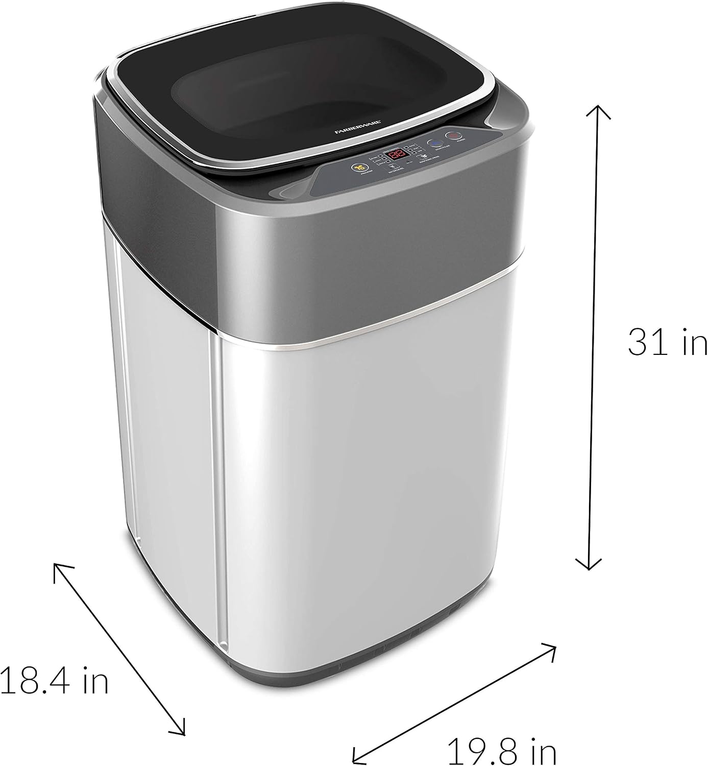 Farberware Professional FCW10BSCWHA 1.0 Cu. Ft. Portable Clothes Washer with 7-lb Load Capacity, Silver & Chrome