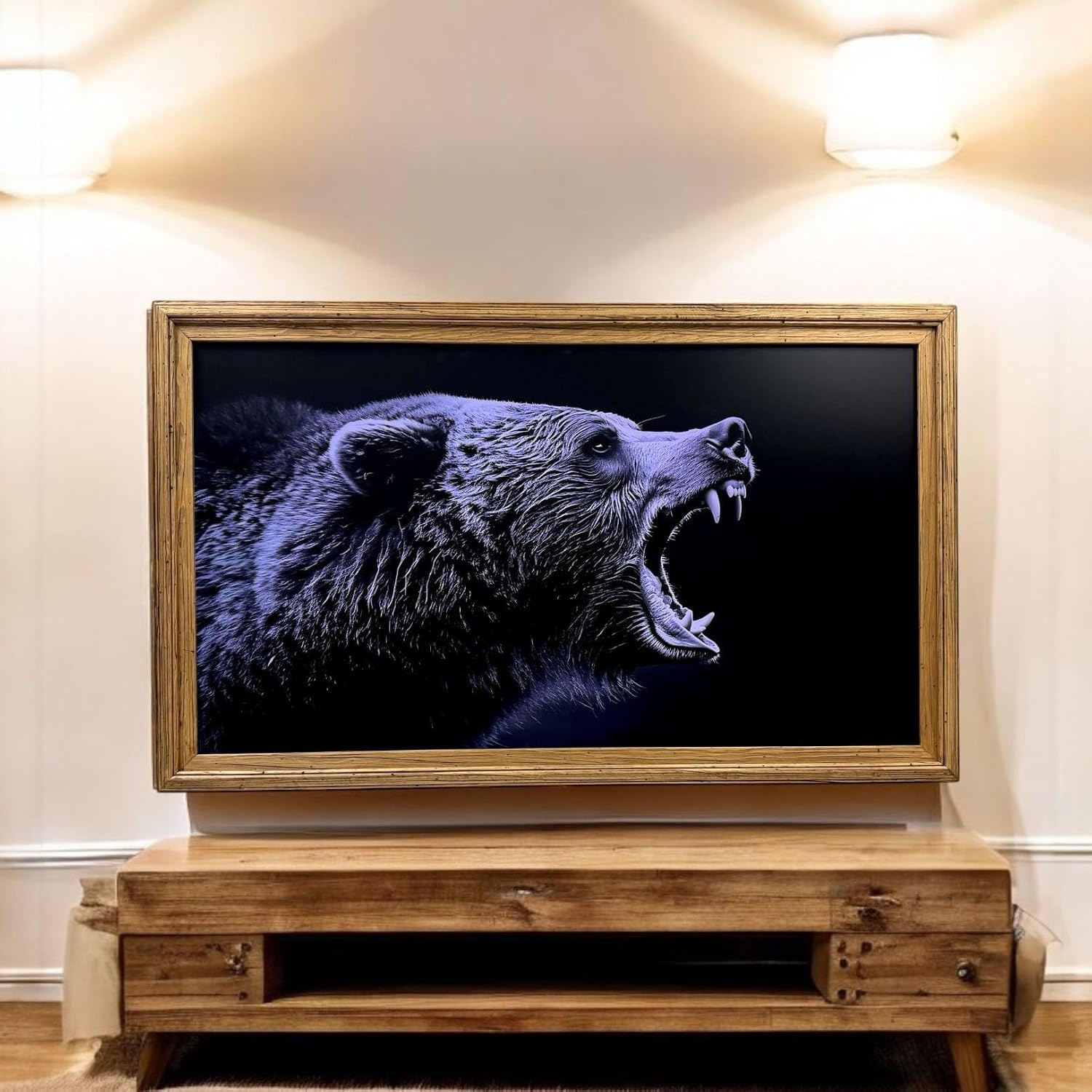 32, 43, 50 & 55 Inch Handmade rustic wood frame. Only works for Samsung The Frame TV and Pro TV. Light Wood Stain (not for use with other models) (50 Inch)