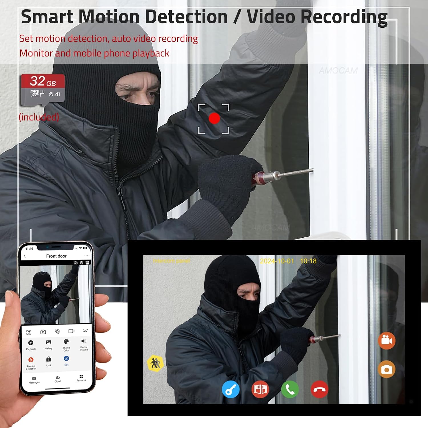 2 Wired Video Intercom System, 7 Inches Video Doorbell HD Camera with Monitor, WiFi Tuya App Remote Intercom Unlock, No Monthly Fees, Video Door Bell Call Phone, for Villa House Office Apartment