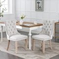 Ball & Cast Contemporary Upholstered Dining Chairs Set of 2, Button Tufted Kitchen Side-Chairs with Hang Ring & Nailhead Trims & Solid Wood Legs, 2-Piece Backrest Traditional Chair, Linen Beige