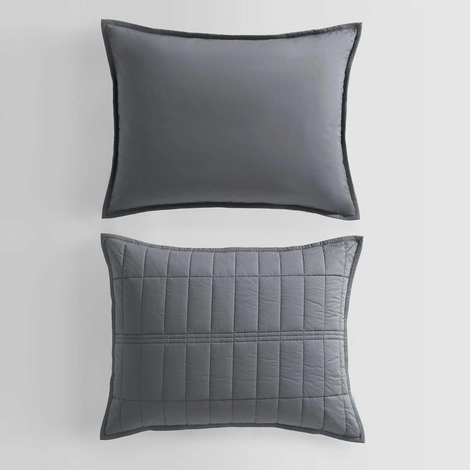 Calvin Klein - Queen Quilt Set, Cotton Percale Weave Bedding with Matching Shams, Crisp & Cool, Oeko-Tex Certified (Washed Percale Graphite Grey)