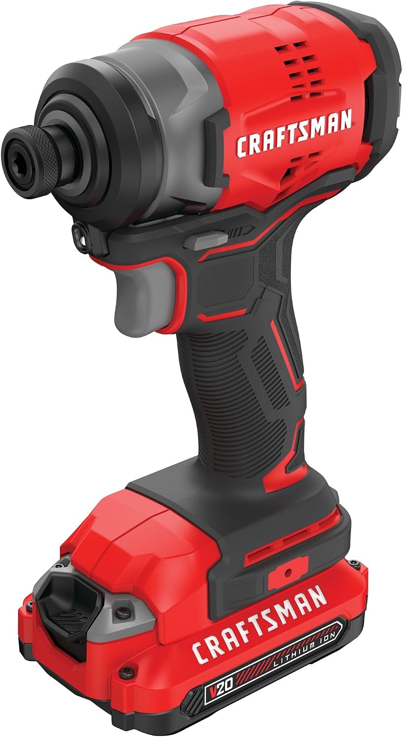 CRAFTSMAN V20 Cordless Impact Driver Kit, 1/4 inch, Battery and Charger Included (CMCF810C1)